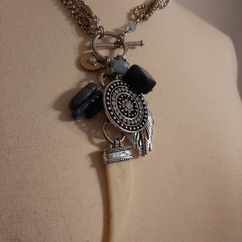 Chico feather multistrand bling Necklace  …